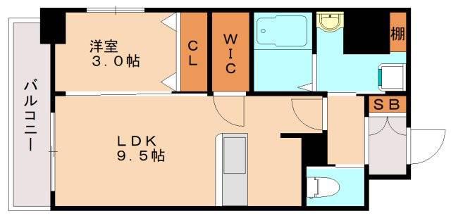 CITYCOURT折尾(1LDK/2階)の間取り写真