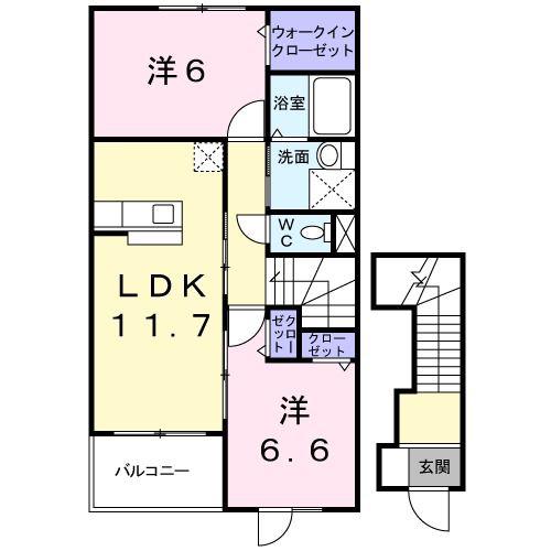 プラティークII(2LDK/2階)の間取り写真
