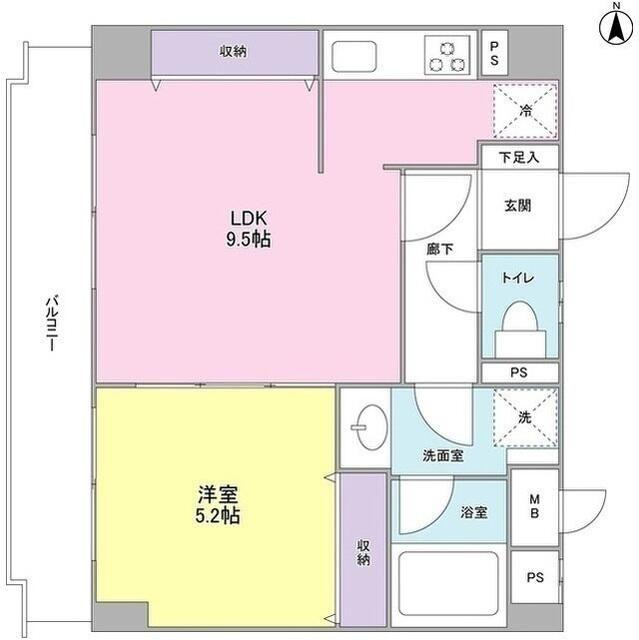 ハイツ川原(1LDK/4階)の間取り写真