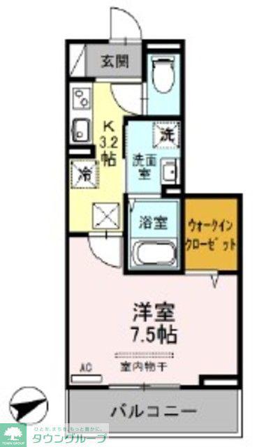 エンペラー B(1K/1階)の間取り写真