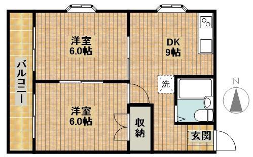 サンライフ橘(2DK/3階)の間取り写真