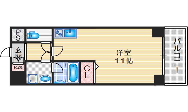 グランブルジュ(ワンルーム/8階)の間取り写真