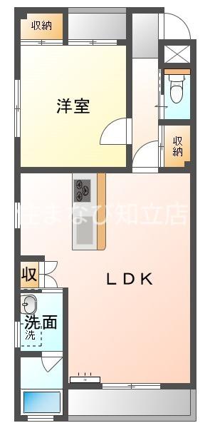 パームタウン イースト(1LDK/3階)の間取り写真