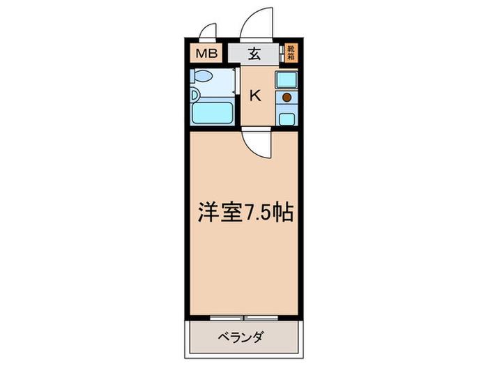 ロールス園田(1K/3階)の間取り写真