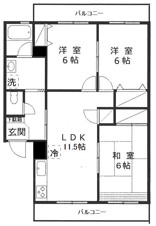 第三センチュリーパーク(3LDK/1階)の間取り写真