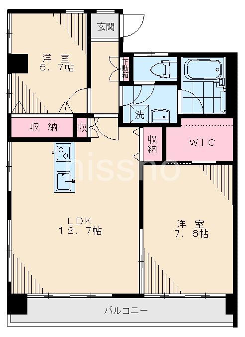 ヴィラ丸山(2LDK/2階)の間取り写真