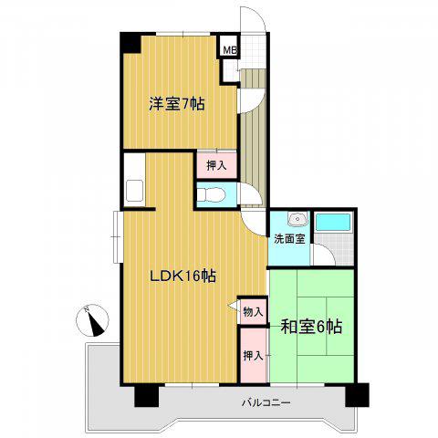 エステマール(2LDK/3階)の間取り写真