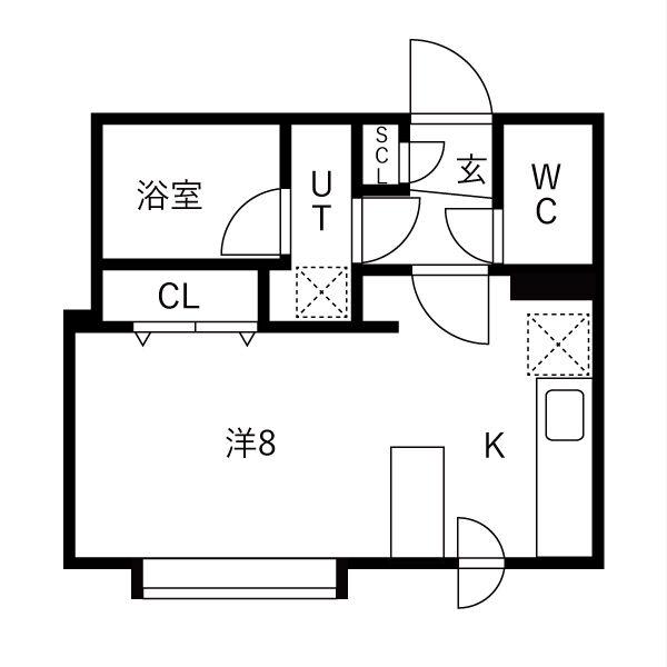 SKYFEELAN(1K/1階)の間取り写真
