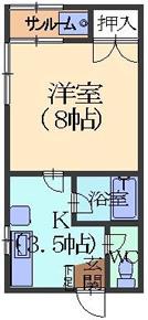 オワゾーブルー(1K/1階)の間取り写真