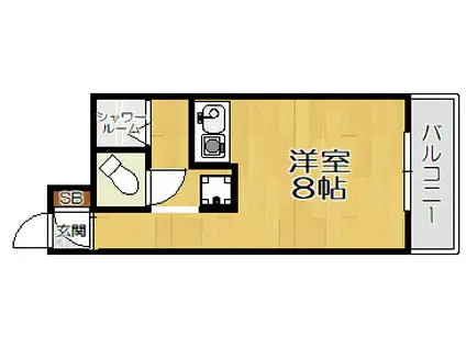 ポピーハイツII(ワンルーム/4階)の間取り写真