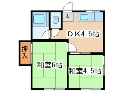 旭荘(2DK/2階)の間取り写真
