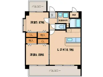 MID GARDEN 三島(2LDK/3階)の間取り写真