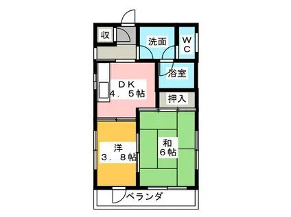 ニュータウン石田(2K/3階)の間取り写真