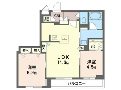 リフィシア(2LDK/3階)の間取り写真