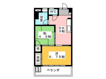 井草関口マンション(2DK/4階)の間取り写真
