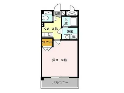 パークサイド島崎(1K/1階)の間取り写真