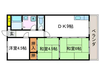 コーポ御屋敷(3DK/2階)の間取り写真