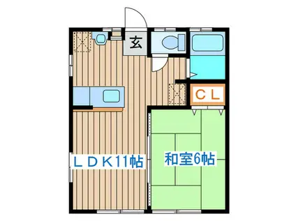 上アパート(1LDK/1階)の間取り写真