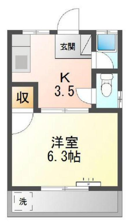 レニーハイツ(1K/2階)の間取り写真