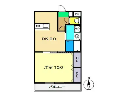 クレドール南川添(1LDK/1階)の間取り写真