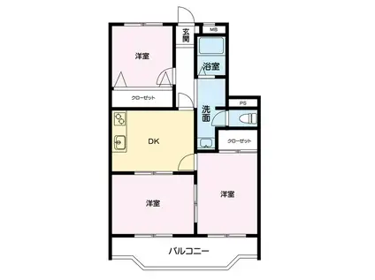 アサヤマンション(3DK/1階)の間取り写真