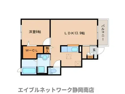 サウス・ロベリア(1LDK/1階)の間取り写真