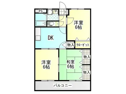 石川勉マンション(3DK/2階)の間取り写真