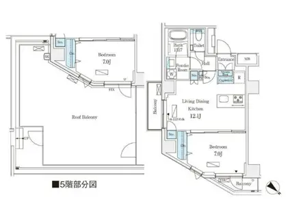 オーパスレジデンス南青山(1LDK/5階)の間取り写真