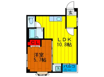 ツーステーションA(1LDK/2階)の間取り写真