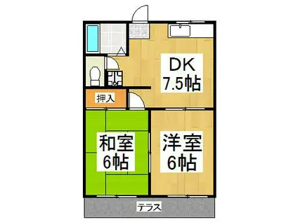 小俣コーポ(2DK/1階)の間取り写真