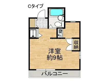 ジョイフル岸和田(1K/2階)の間取り写真