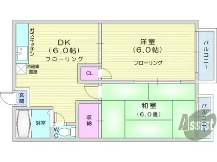 コーポ永和台(2DK/2階)の間取り写真