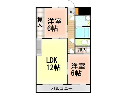 リバーサイド藤(2LDK/2階)の間取り写真