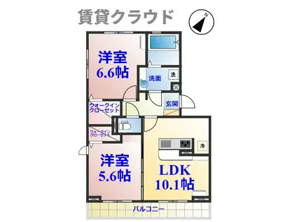 ルミエール五井・II(2LDK/2階)の間取り写真