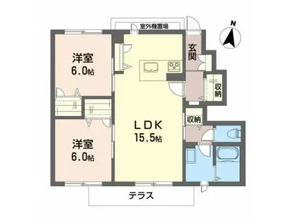 シャーメゾンローレル(2LDK/1階)の間取り写真