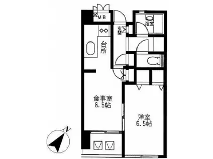 コンフォート・リセ(1DK/2階)の間取り写真