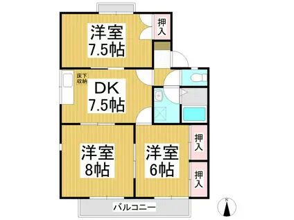 メゾン・ド・タハラ C棟(3DK/1階)の間取り写真