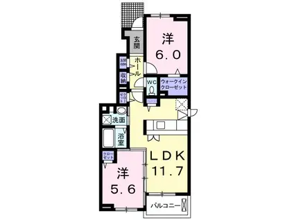 LATOURKAIZAWA II(2LDK/1階)の間取り写真