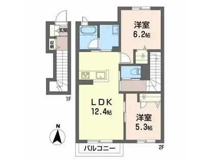 シャーメゾン上河原西 A棟(1LDK/1階)の間取り写真