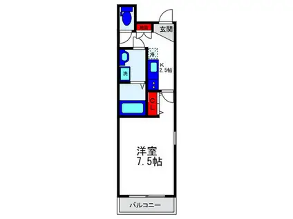 エムズ福原(1K/1階)の間取り写真