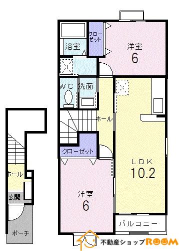 サンモールA(2LDK/2階)の間取り写真