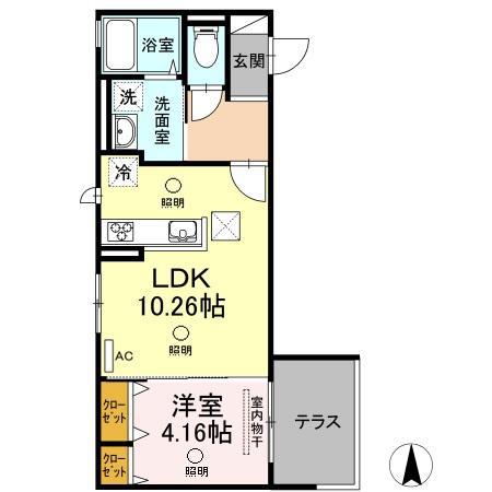 ルナIV(1LDK/1階)の間取り写真