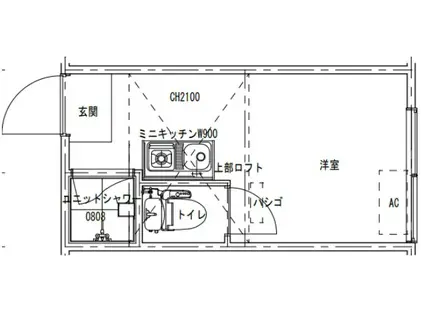 パッソム鵜の木(ワンルーム/2階)の間取り写真