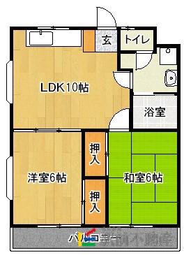 ニューライフマンション南ヶ丘(2LDK/4階)の間取り写真