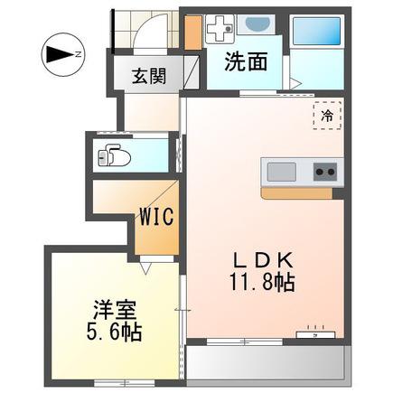 マーヴェラス大谷(1LDK/1階)の間取り写真