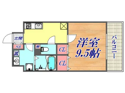 イムーブル エピ(1K/8階)の間取り写真