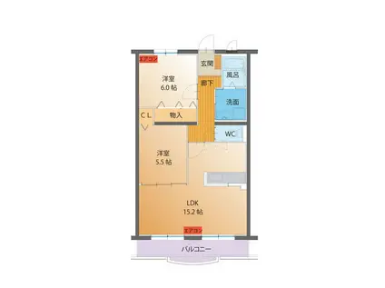 ティンカーベル(2LDK/2階)の間取り写真