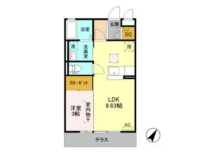 エテルノ(1LDK/1階)の間取り写真