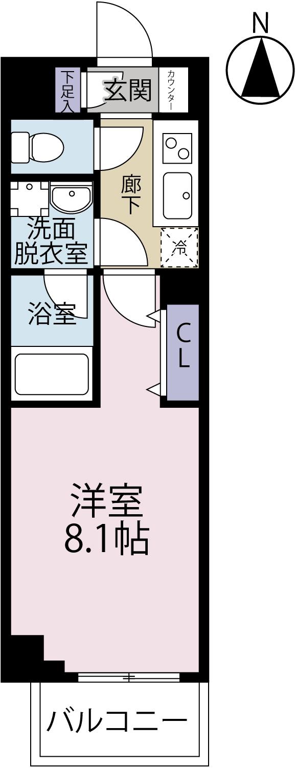 ソルテラ(1K/4階)の間取り写真