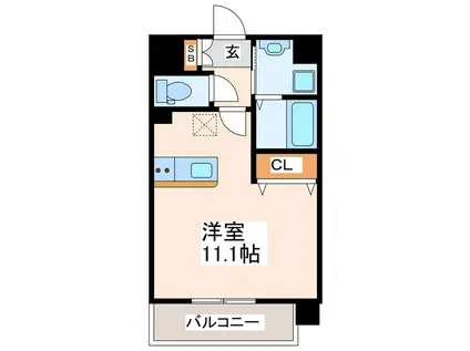 CHELSEA MANOR新屋敷(ワンルーム/6階)の間取り写真
